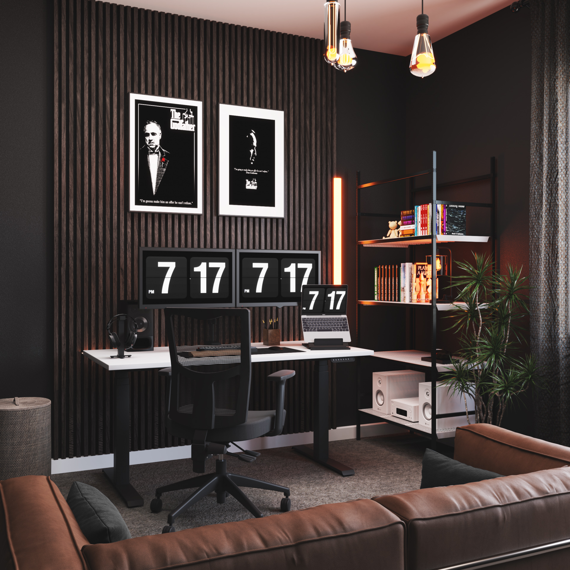 AcoustiQ Wooden Slat Panels_OLG_AgileMotion_and_MotionSync_Ebony_Wooden_Slats_Home_Office_Ebony